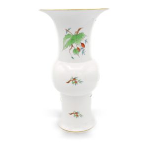 Herend Vase, Vase Mit Hagebutten Porzellan Handbemalt, Große 30 Cm Tischvase